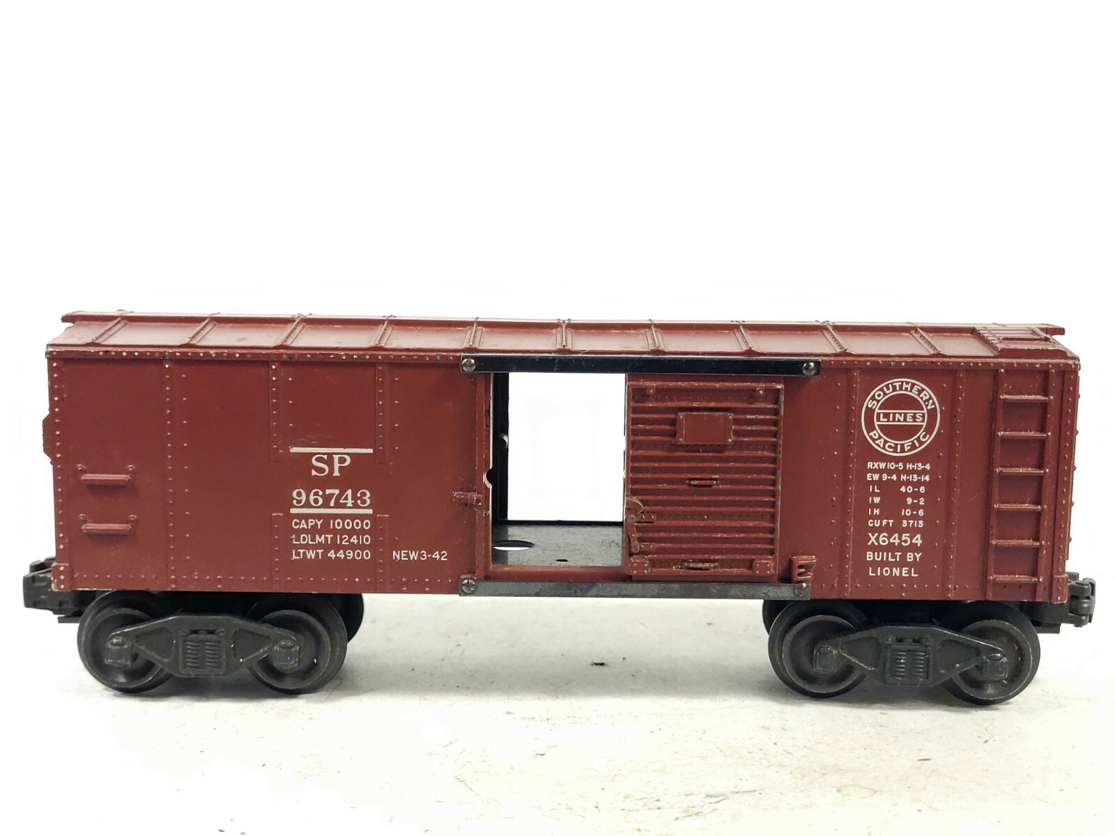 3x Lionel 3469 Dump Car w/Bin 6462 Gondola w/Barrel Load, X6454 Boxcar SP 96743