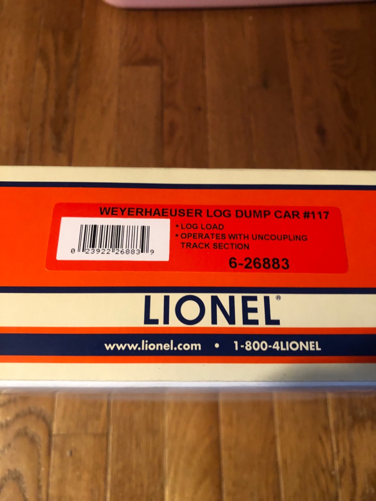 Lionel, O, 6-26889, Weyerhaeuser Timber Company Log Dump Car #116 w/ Logs, NIB