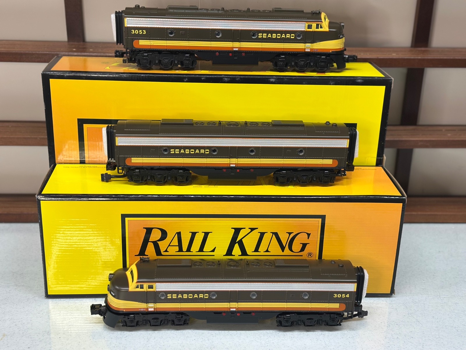O Scale 3 Rail MTH Rail King Seaboard E8 AA Units & E8 B Unit Diesel Engine Sets