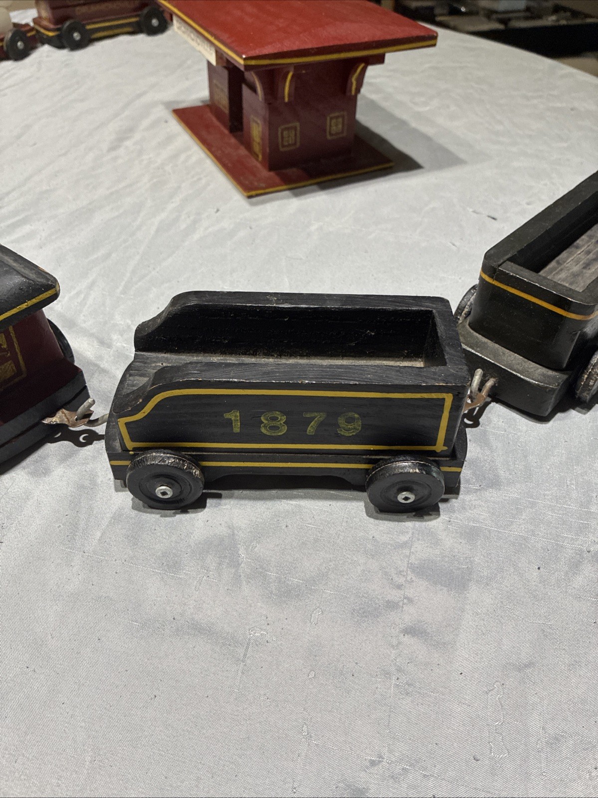 Quebec Canada Folk Art Wooden Train Set Handmade 1950s Drummondville CN/CP CRINO