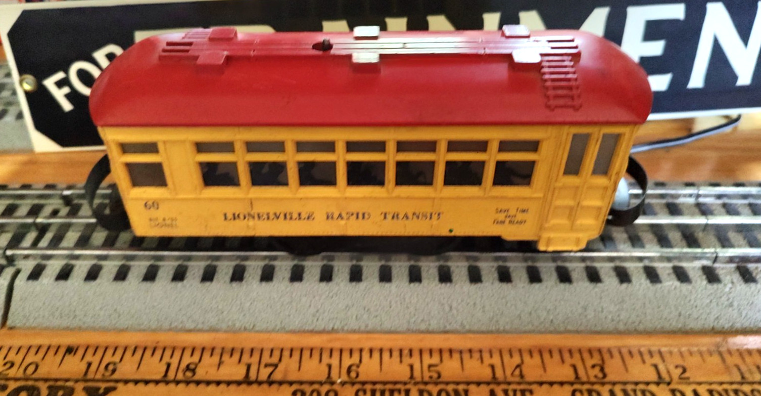 LIONEL #60 THE LIONELVILLE RAPID TRANSIT TROLLEY CAR O SCALE 1960s -As Is – Read