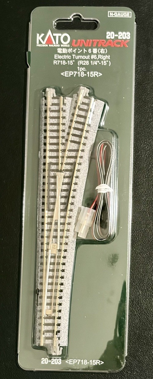 N Scale KATO Electric Turnout #6 Right 20-203 NIB.