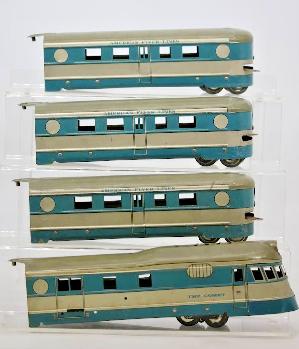 American Flyer Prewar O Gauge Tin Litho “The Comet” Passenger Car Set 1:48