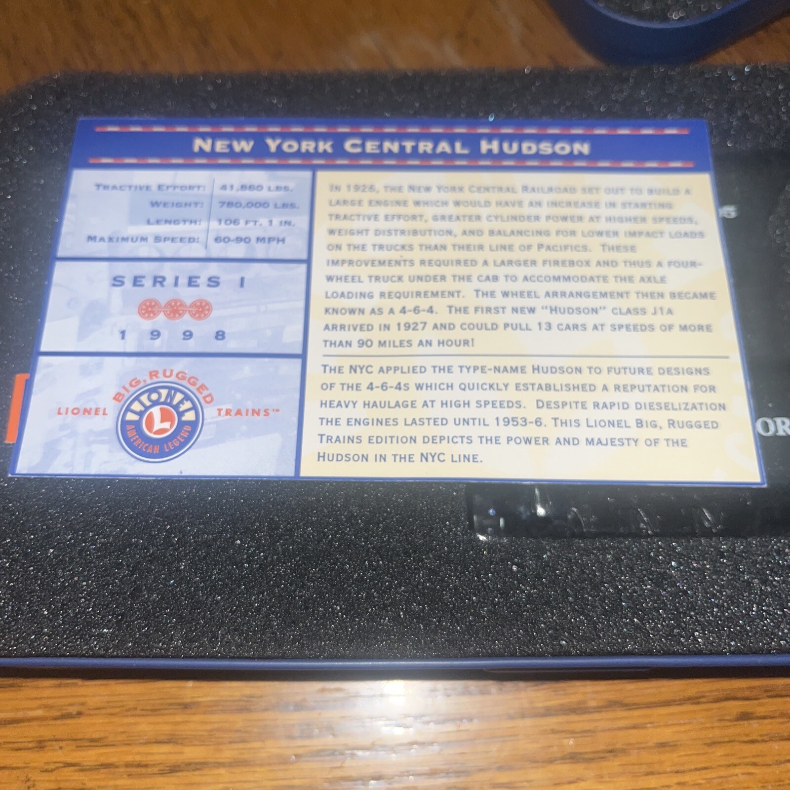 Lionel Classic Series New York Central Hudson #5405 Die~cast 1:120