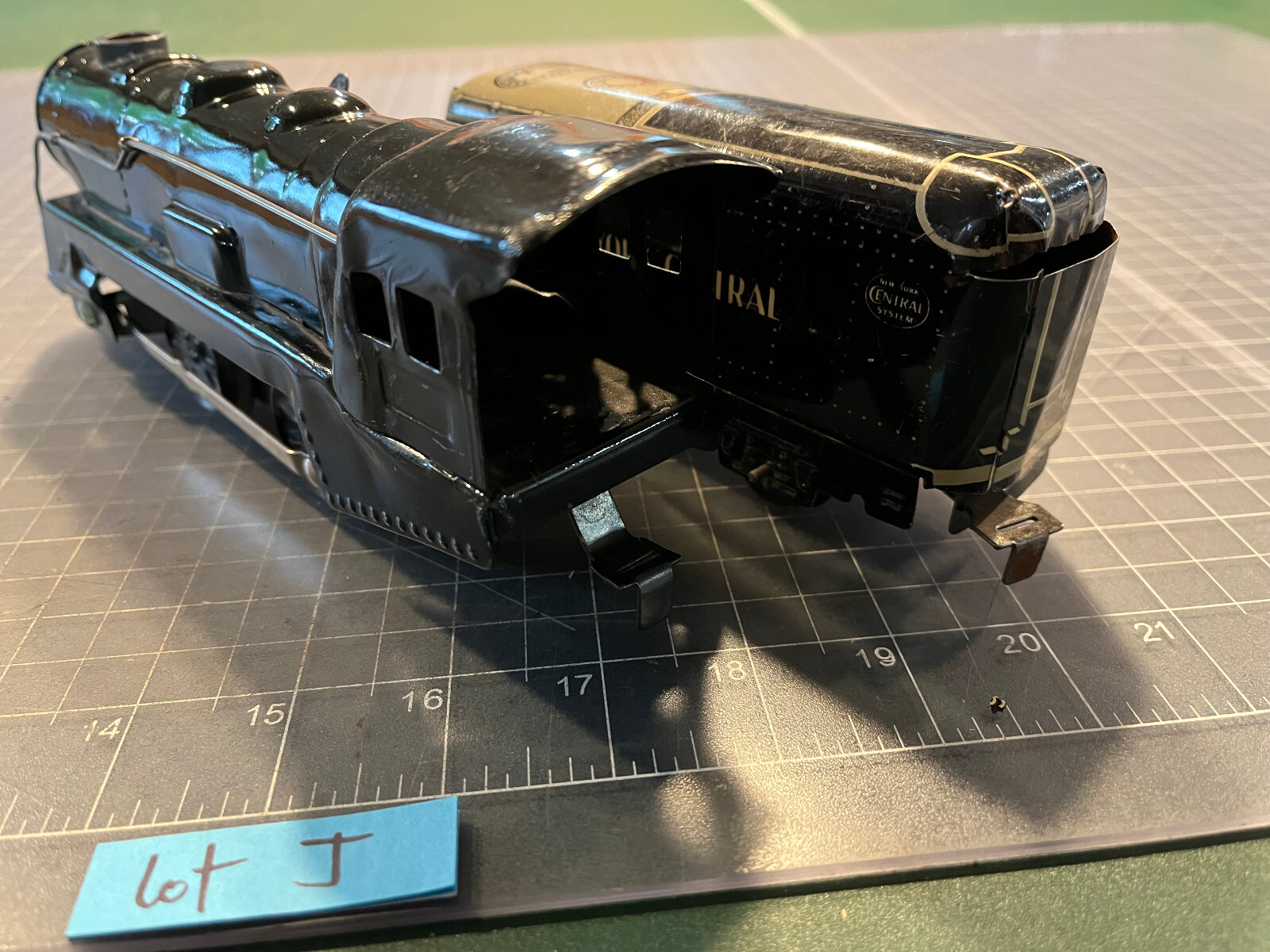 Marx Train 591 VERY NICE Black Locomotive Windup w/Bell & NYC Tender RUNS Lot J