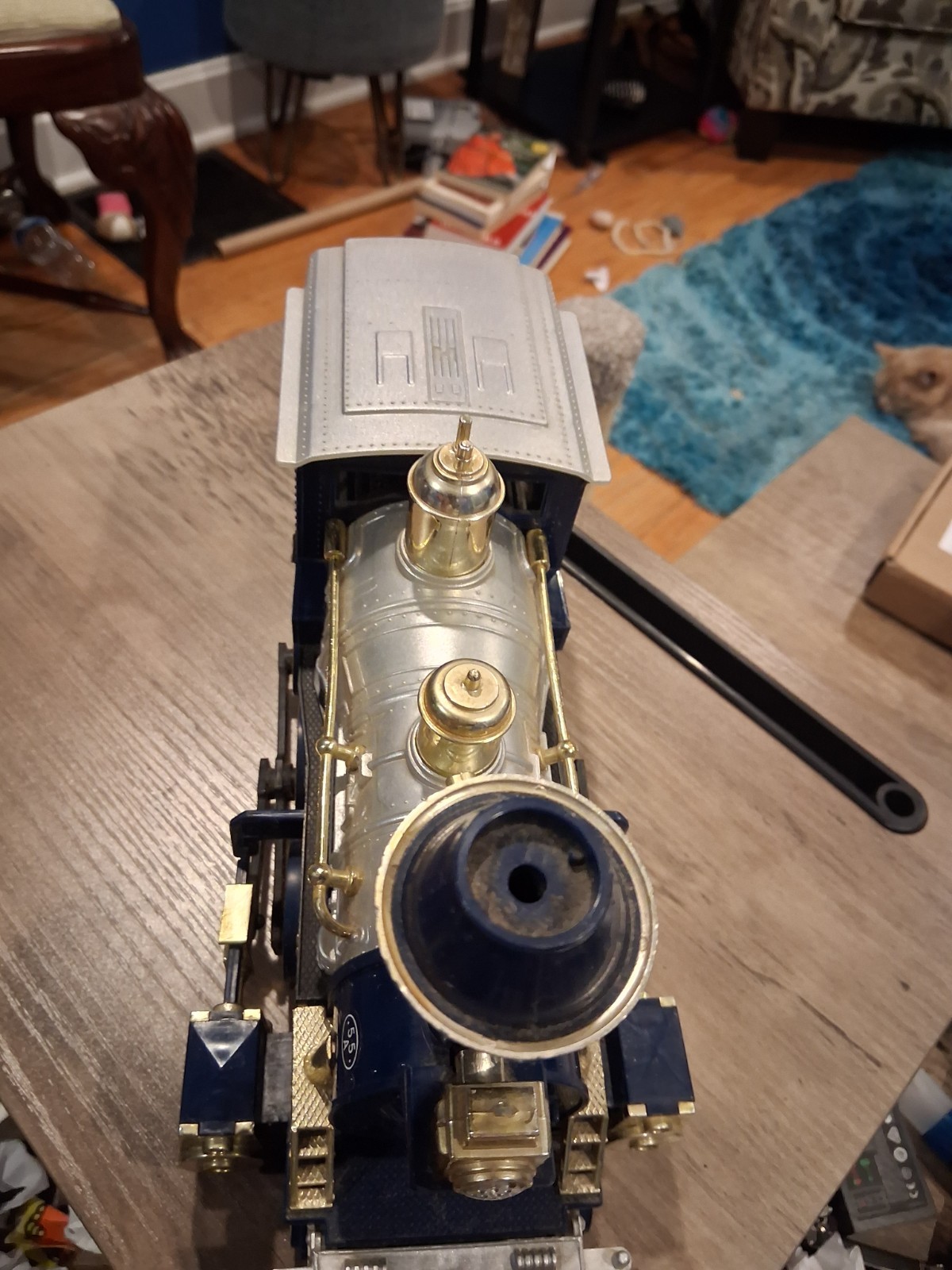 Vintage 1981 New Bright Royal Blue Locomotive Smoking, Battery-Operated with…