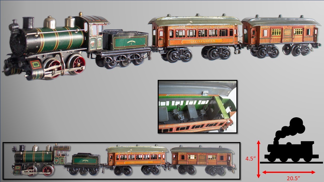 1910-1918 Vintage German 0-gauge Bing clockwork Continental Train Set