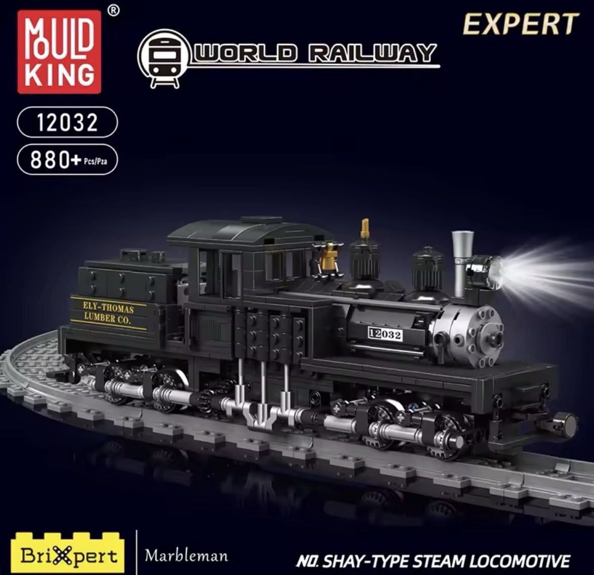 Mould King 12032 RC Shay Steam Locomotive Train Building Blocks Set 880+ pcs