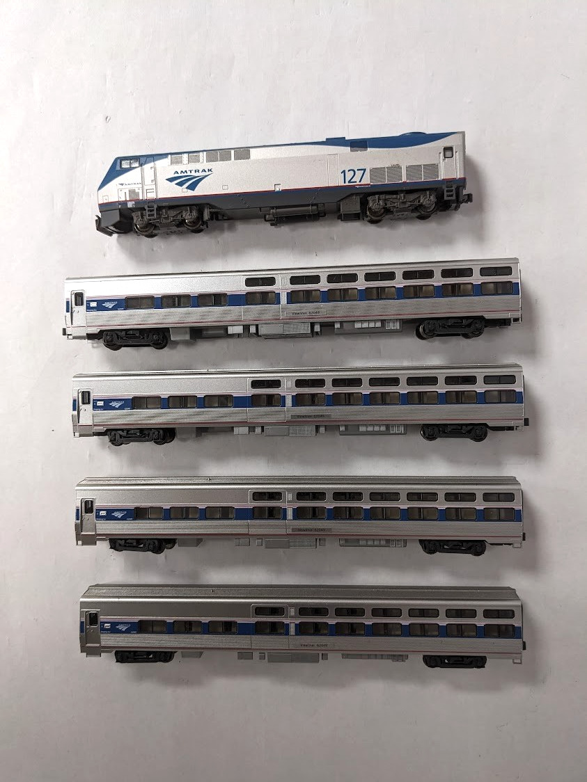 Kato #176-6009 No.127 Amtrak Diesel 4 Passenger Car Set N Gauge O/ Boxes C-8
