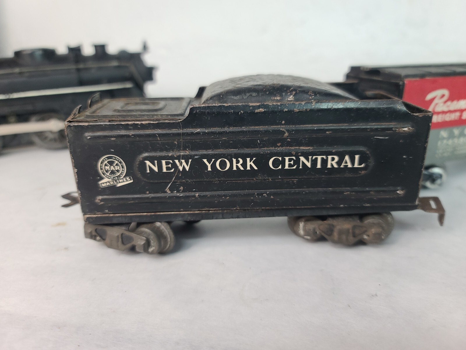 Working #666 Marx O Cast Metal 2-4-2 Steam Locomotive Tender Boxcar & Caboose