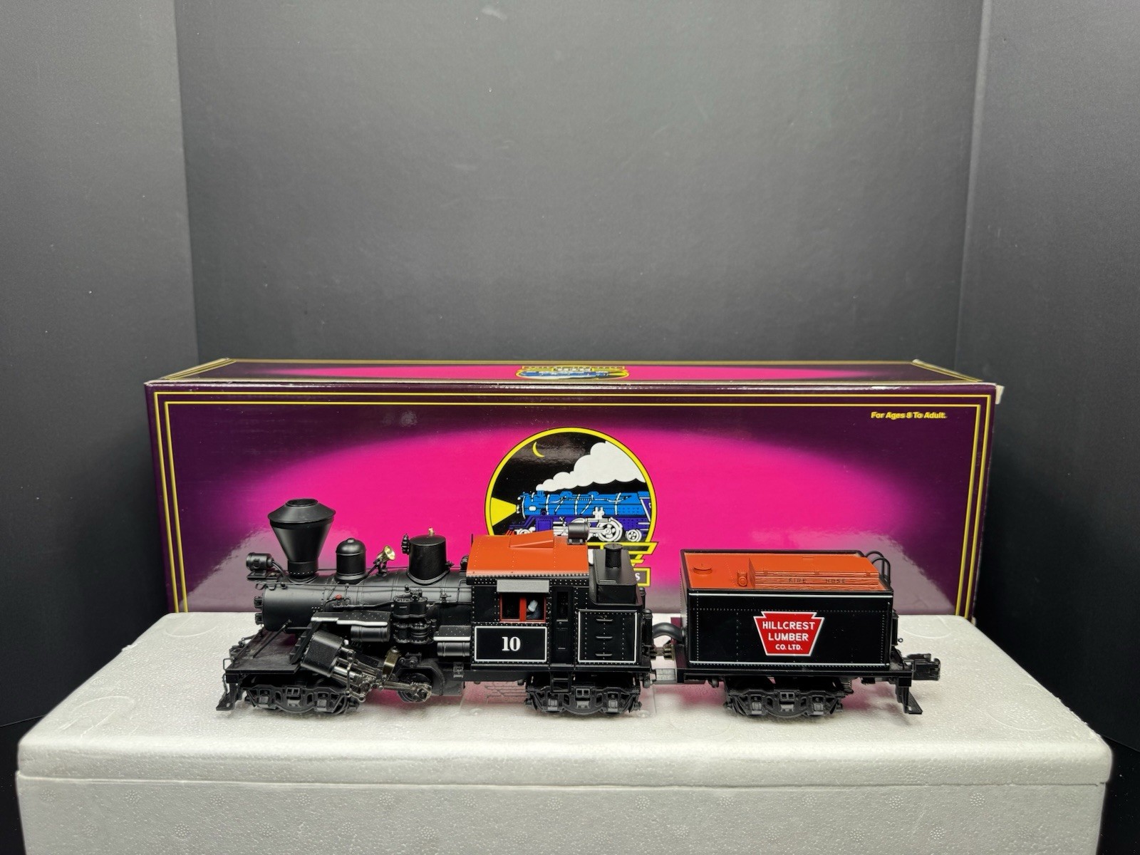 MTH 20-3039-1 Hillcrest Lumber Clmax logging steam engine #10 PS2 BCR LNIB