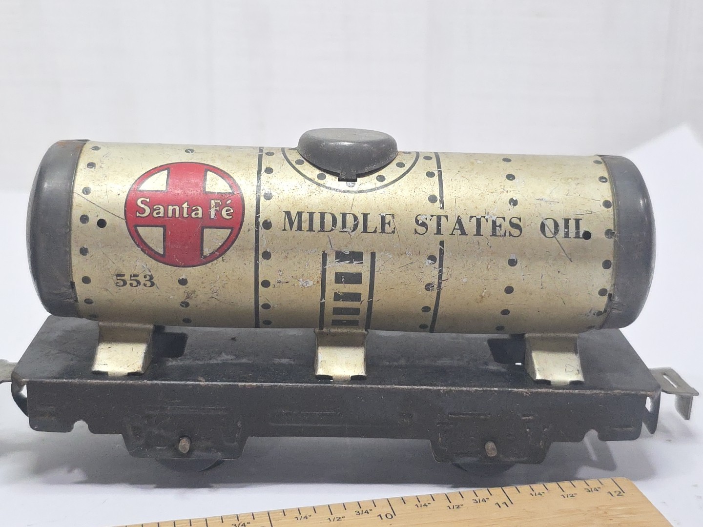 MARX Pre War O Gauge Pressed Steel Wind Up Locomotive *NO KEY* Tested Works Tank