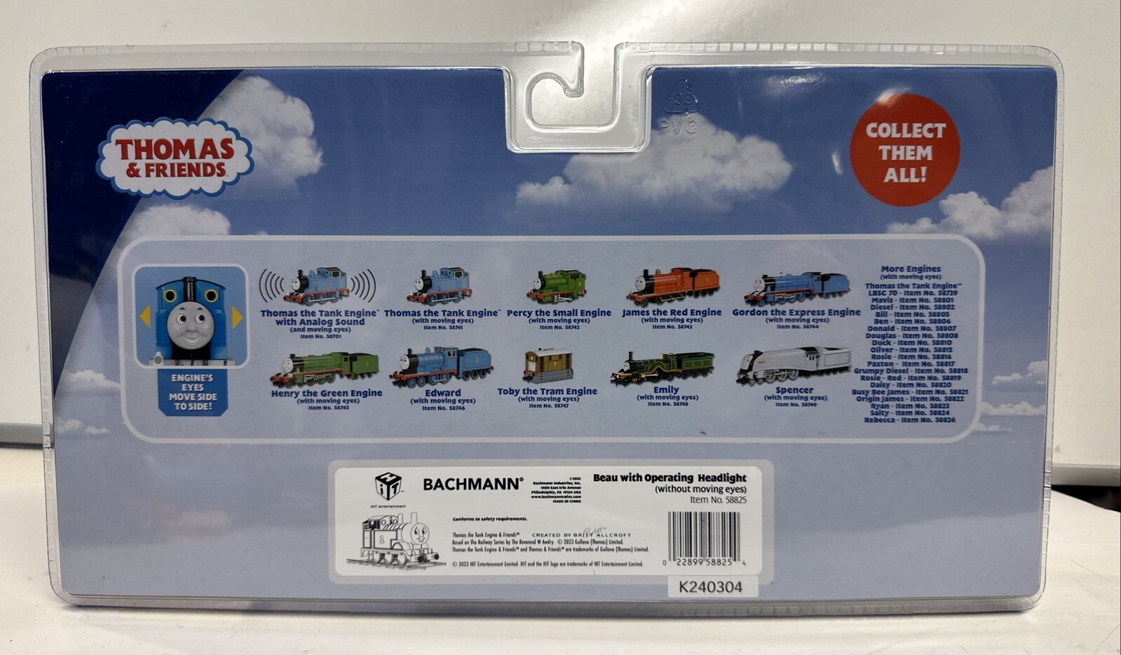 Bachmann HO Scale Thomas & Friends Beau Engine & Tender With Headlight #58825