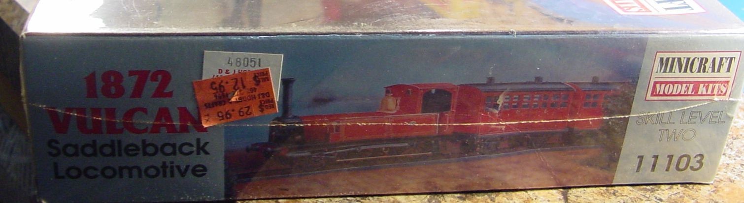MINICRAFT 11103 1872 VULCAN SADDLEBACK LOCOMOTIVE WITH 3 COACHES KIT SEALED BOX