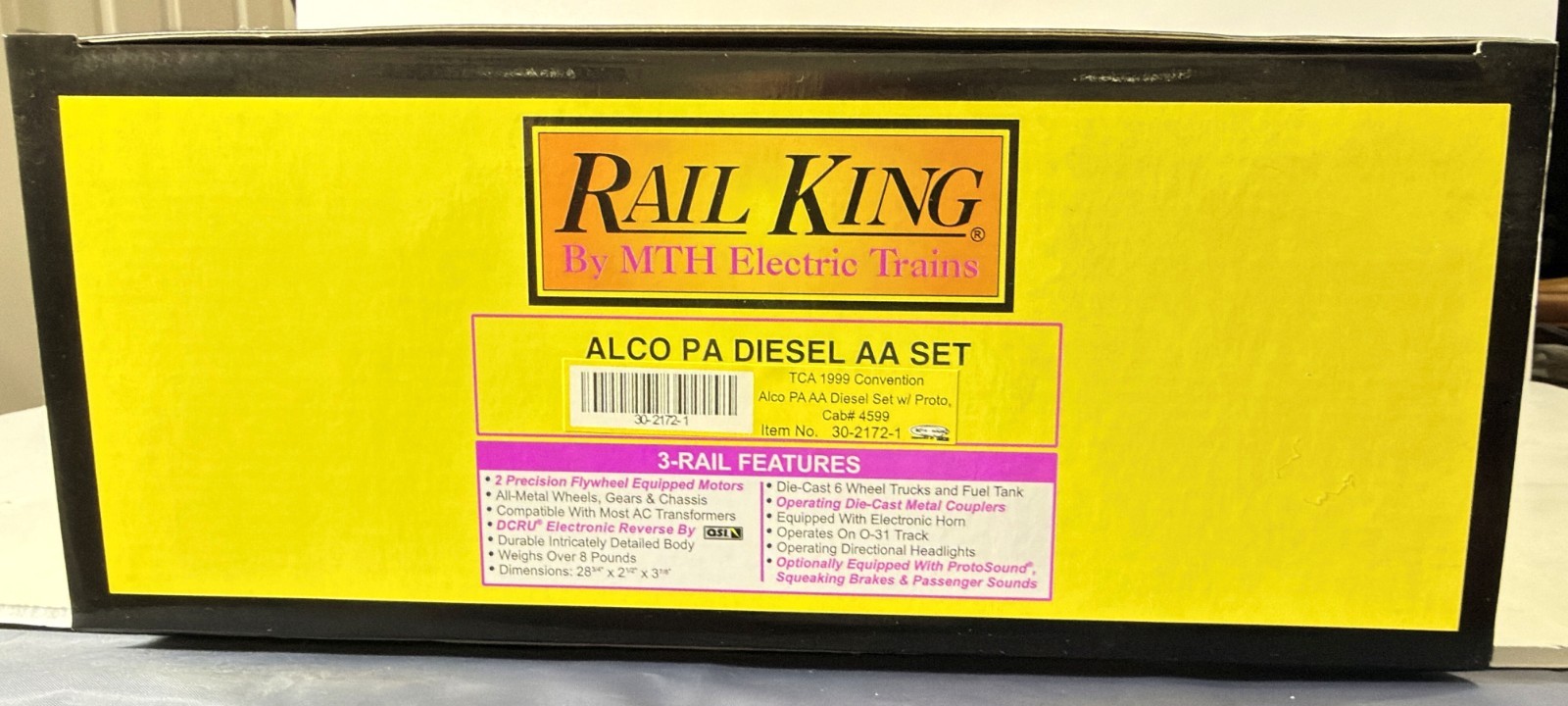 MTH RAIL KING 30-2172-1 ALCO PA AA SET -Proto-1 – TCA 1999 Conv-LN-New Battery