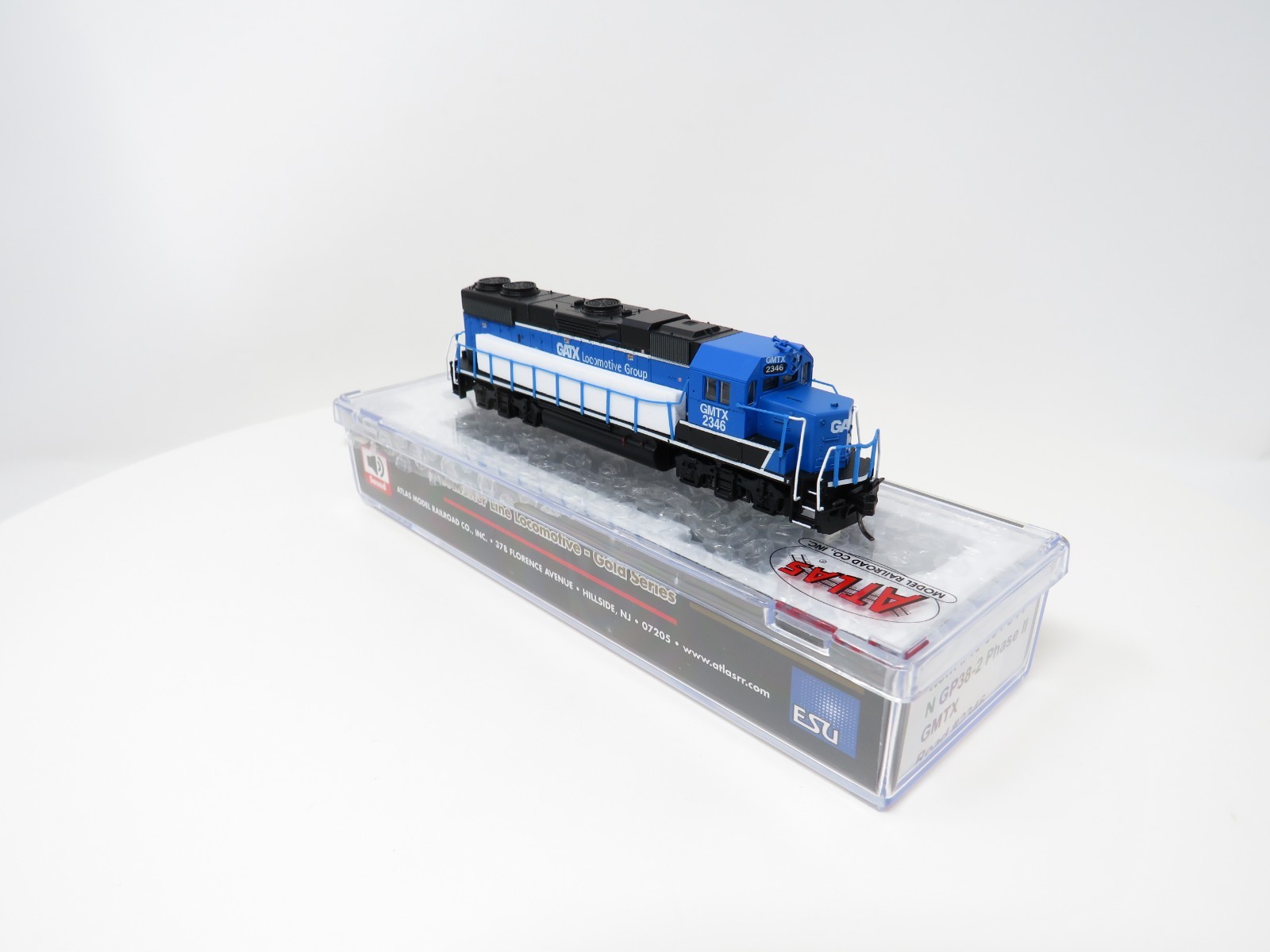 Atlas N 40004844 DCC ESU LokSound GATX Leasing GMTX EMD GP38-2 Phase II Diesel