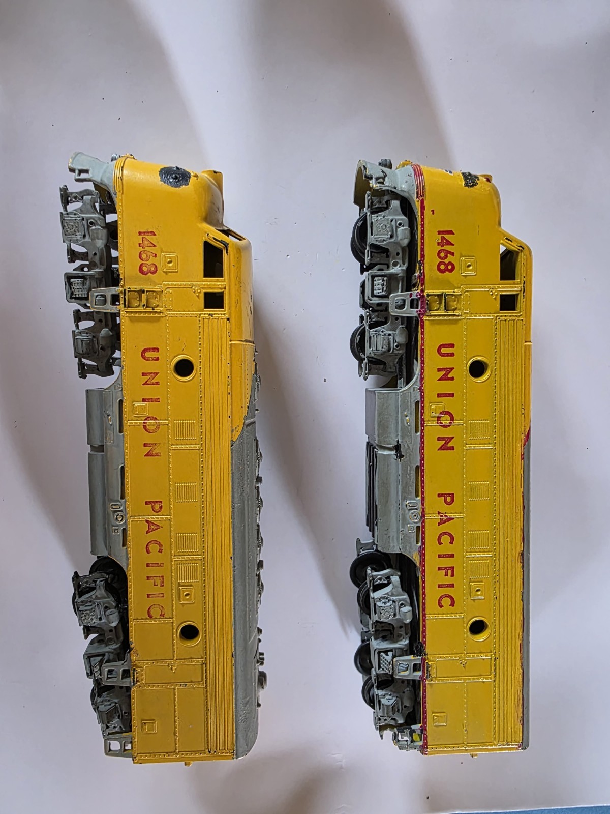 Union Pacific O Gauge Diesel Locomotive Body Shell 1468/1468B Yellow Gray Red