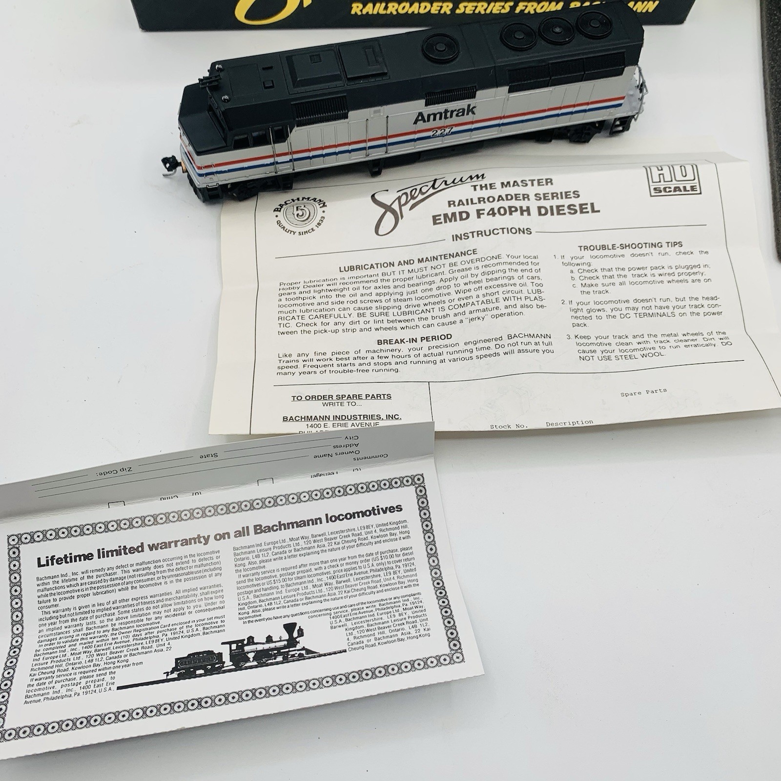 Spectrum 87013 HO Amtrak Phase III EMD F40PH Diesel Locomotive 231 LN/Box Runs