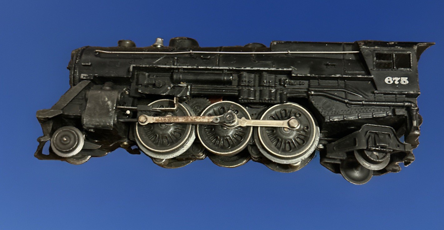 VINTAGE LIONEL O GAUGE #675 2-6-2 STEAM LOCOMOTIVE W/2046W WHISTLE TENDER