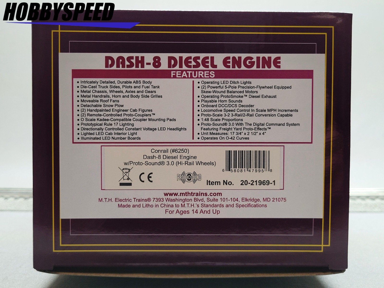 MTH PREMIER CONRAIL DASH-8 DIESEL ENGINE PROTO-SOUND 3 O GAUGE 20-21969-1 NEW