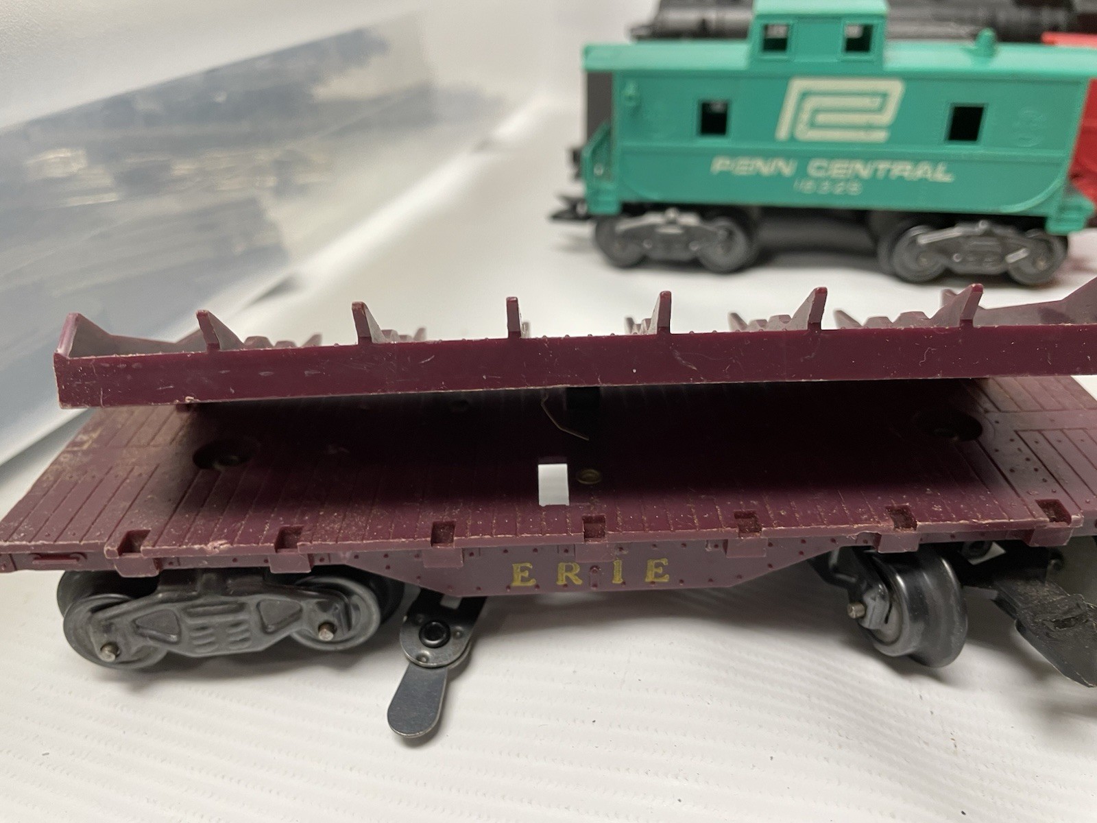 VINTAGE TOY TRAIN LOT MARX Toys Engine Cars Metal Tracks + Misc Items
