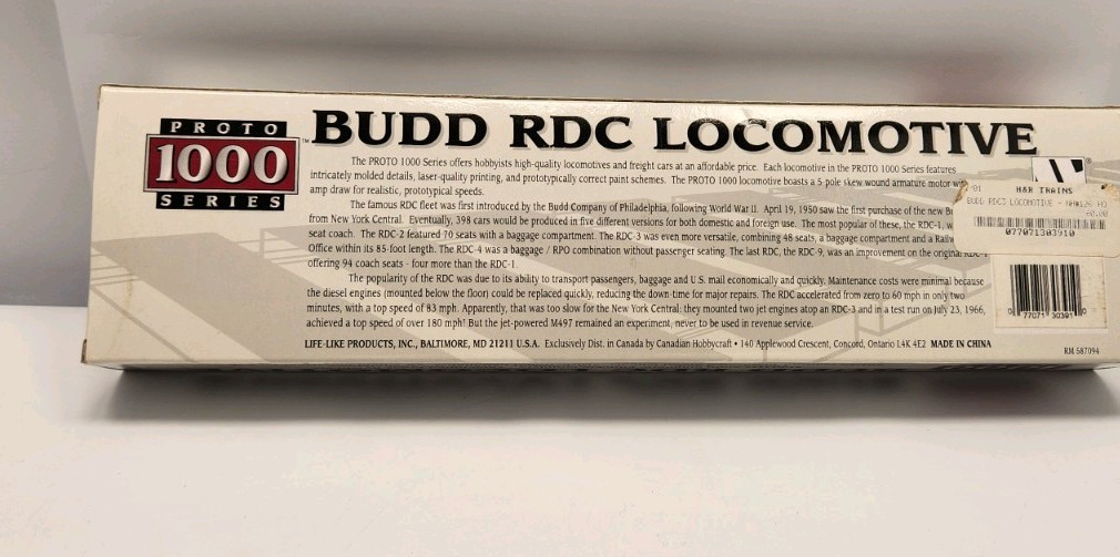 Life Like Proto 1000 HO BUDD RDC LOCOMOTIVE #126 UNUSED C15
