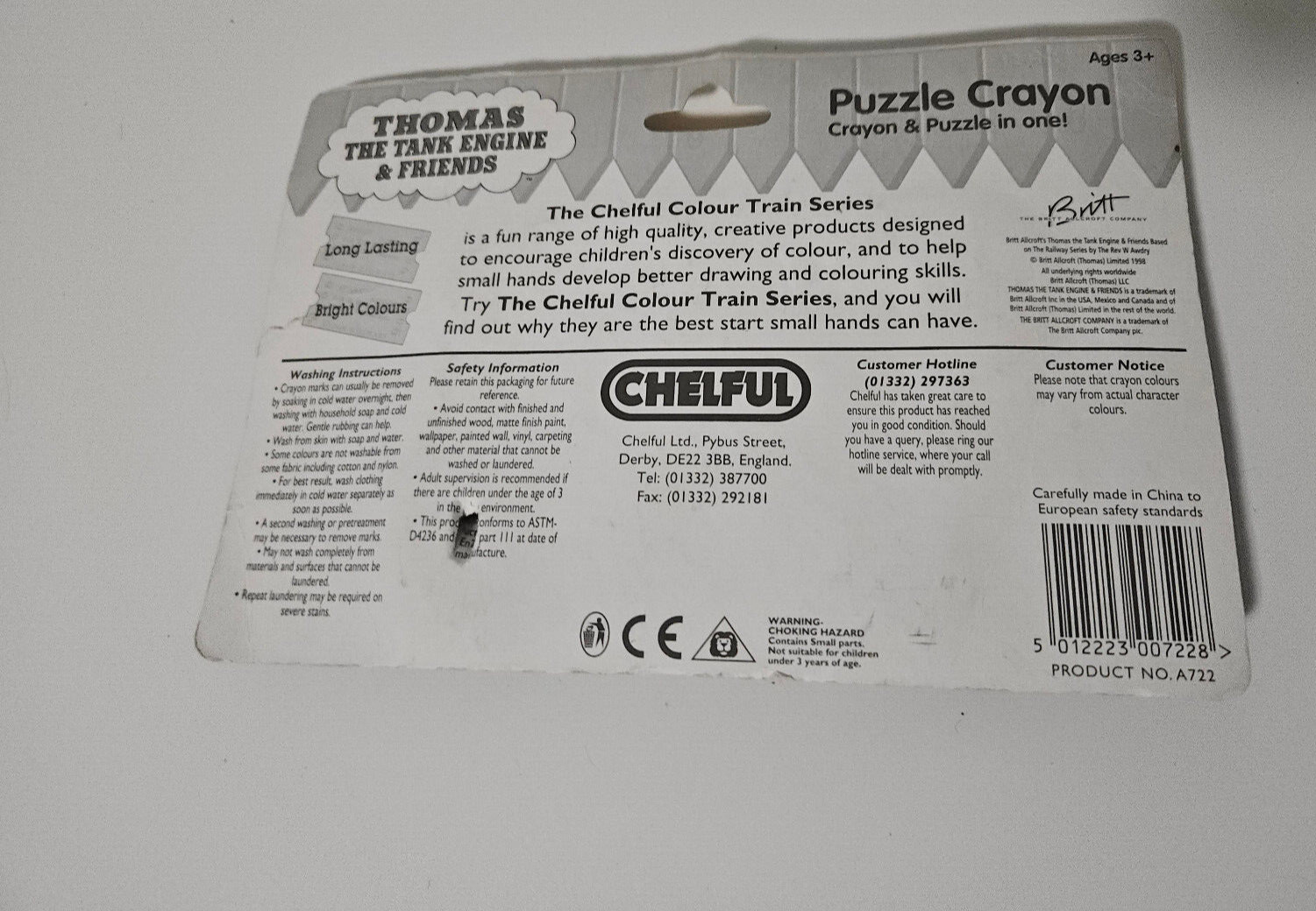 Rare Vintage 1998 Thomas The Tank Engine & Friends Puzzle Crayon In One Chelful