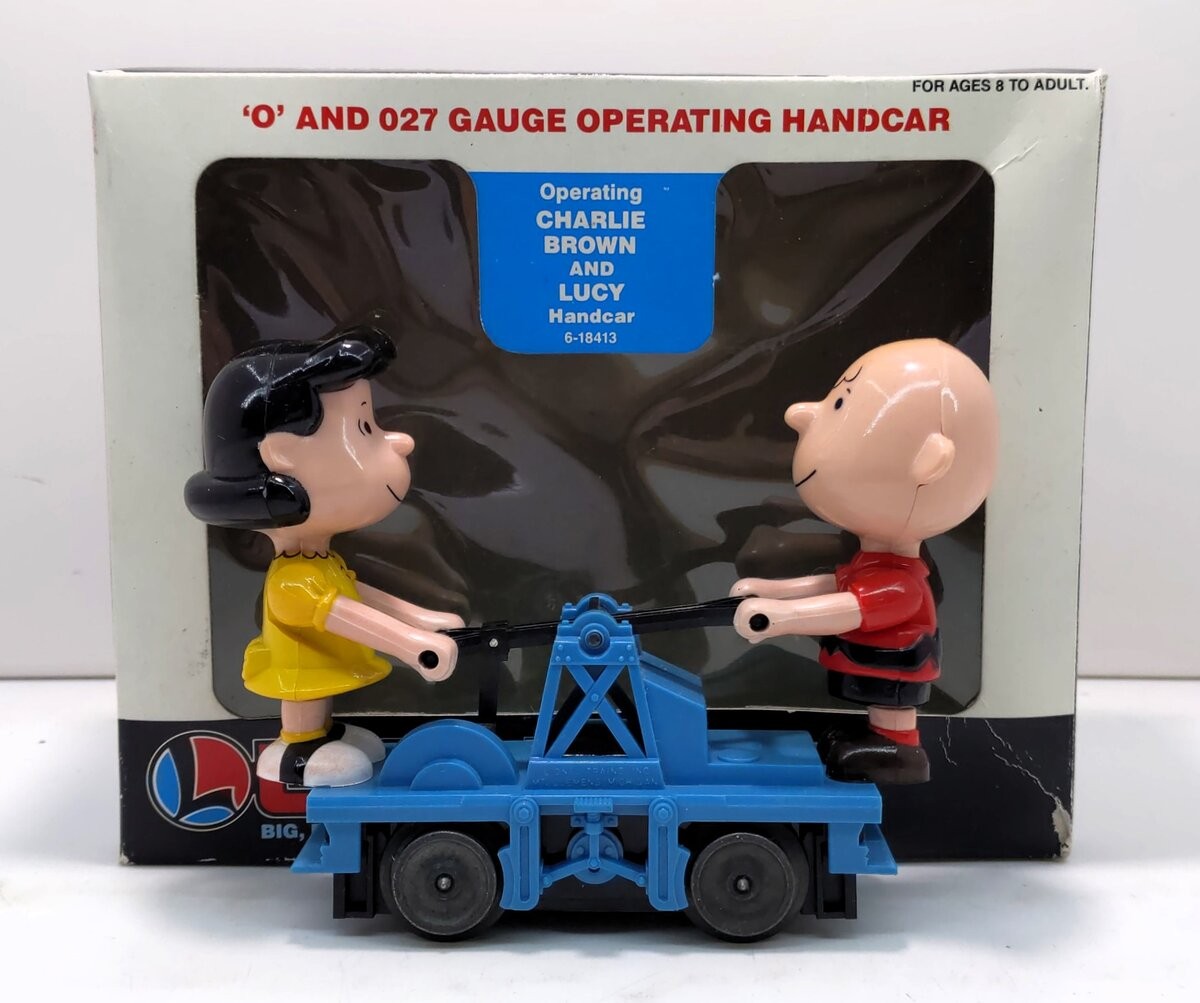Lionel 6-18413 O Gauge Operating Charlie Brown and Lucy Handcar EX/Box