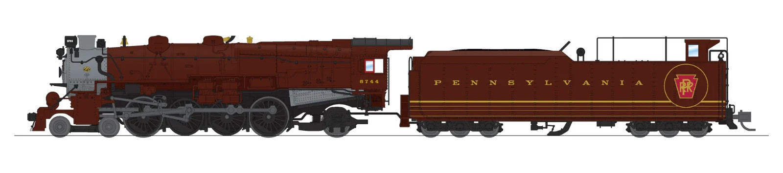 N-SCALE Broadway 8519 PRR M1b 4-8-2, #6744, Tuscan Fantasy Scheme, Paragon4 Soun