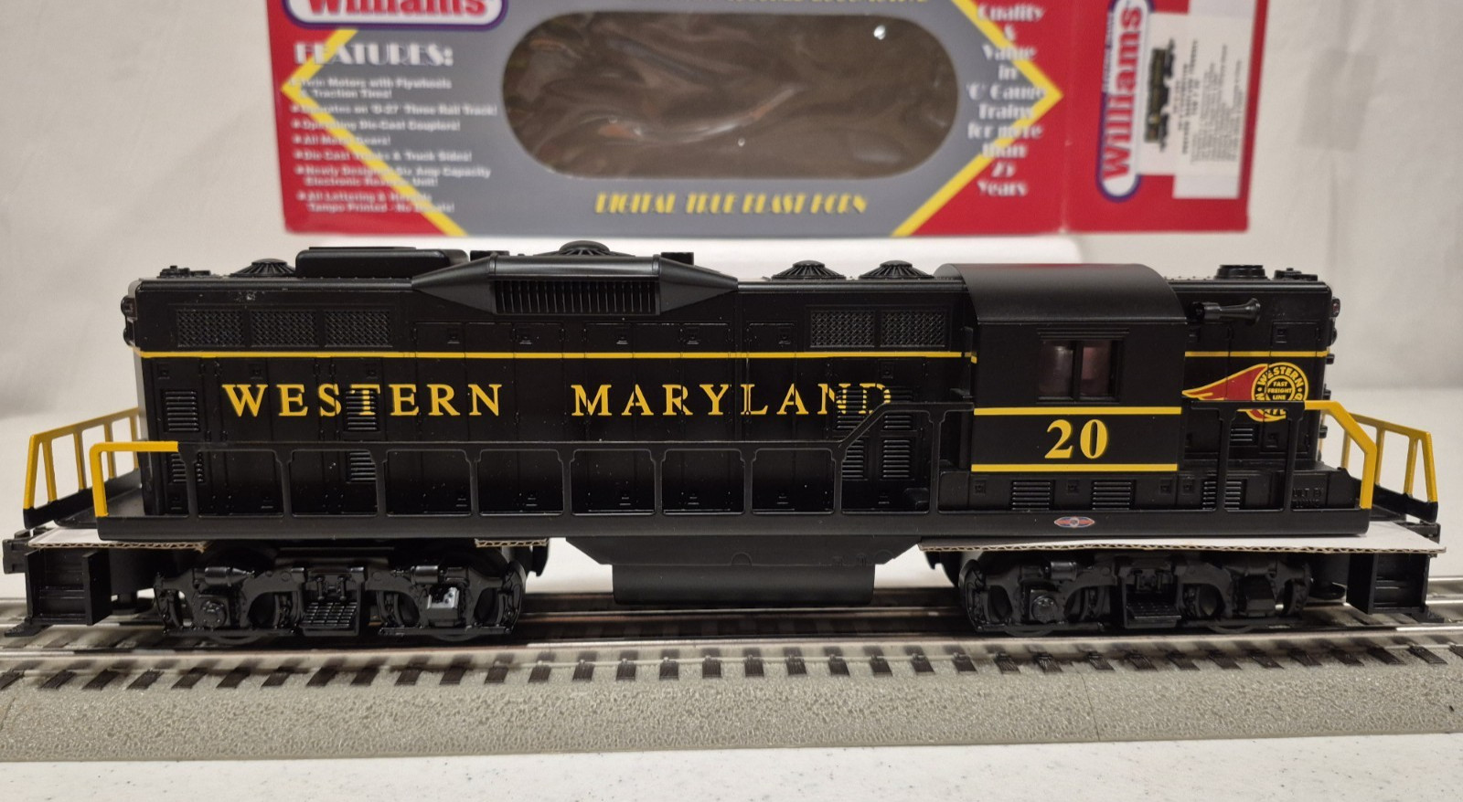 Williams O Gauge Western Maryland Fireball GP-9 Diesel W/Trueblast Horn/ Bell LN