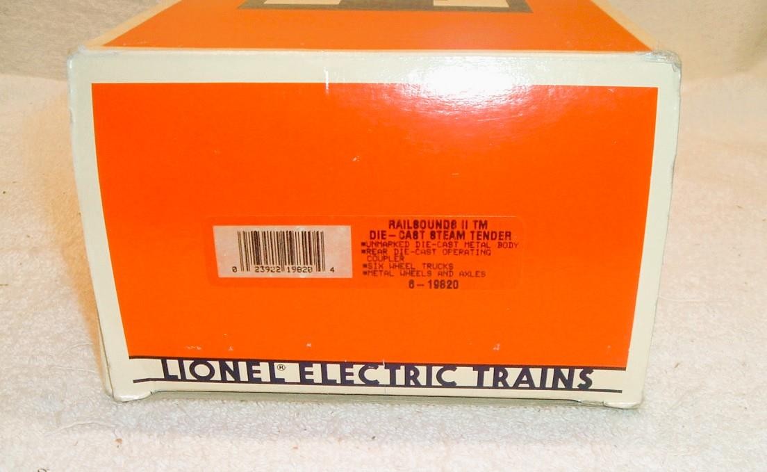Lionel 19820 O Gauge Undecorated Die-Cast Steam Tender With Railsounds II