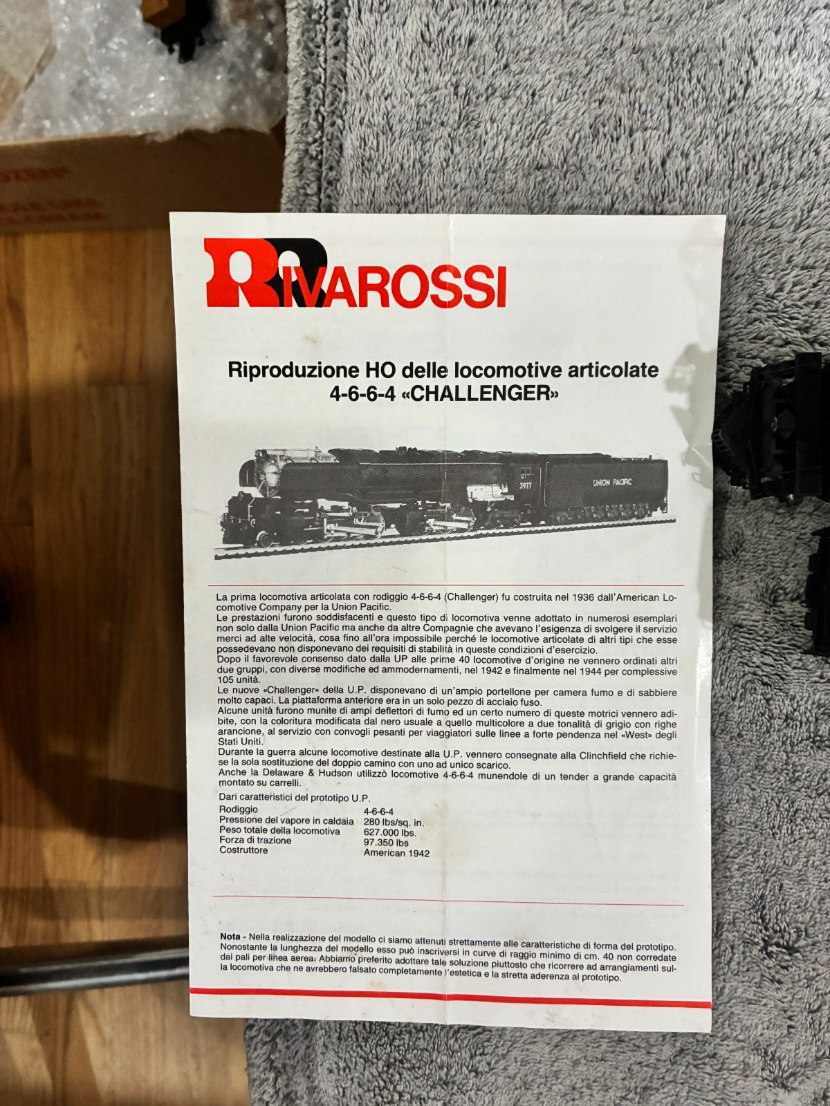 Rivarossi HO Union Pacific Challenger 4-6-6-4 #3985 w/ Tender Working! No Box