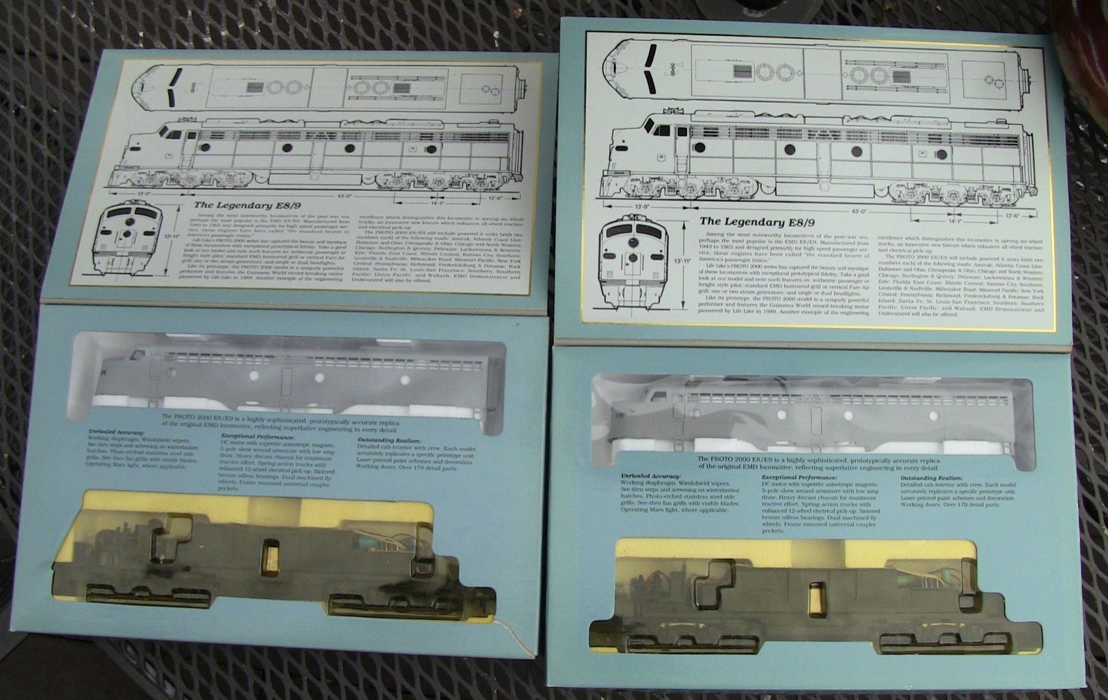 One pair ( 2 ) Proto 2000 Series E8/9 HO Undecorated Locomotives New in Box