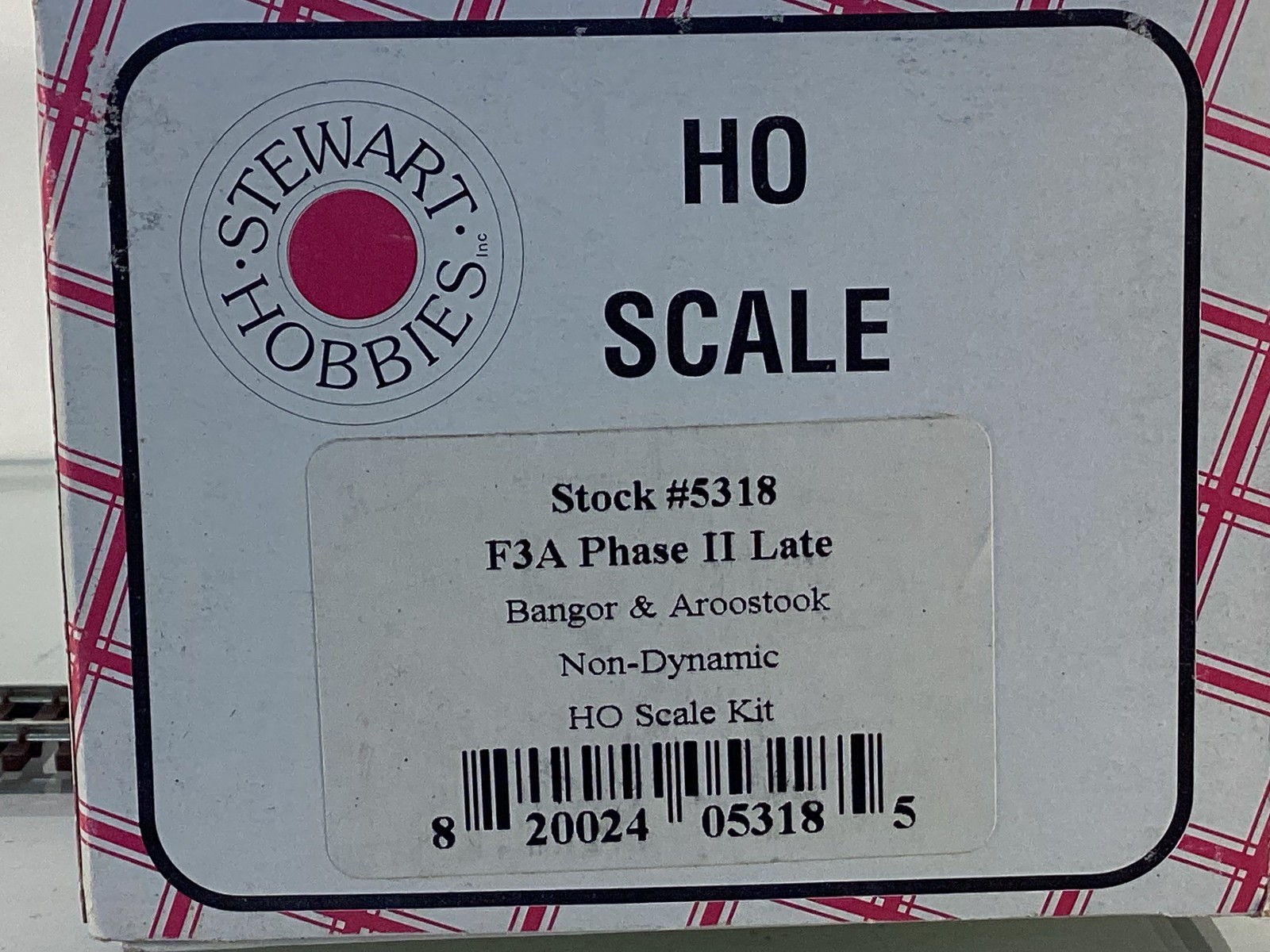 Stewart Hobbies #5318 HO Bangor And Aroostook F3A Phase II Late ,Factory Sealed