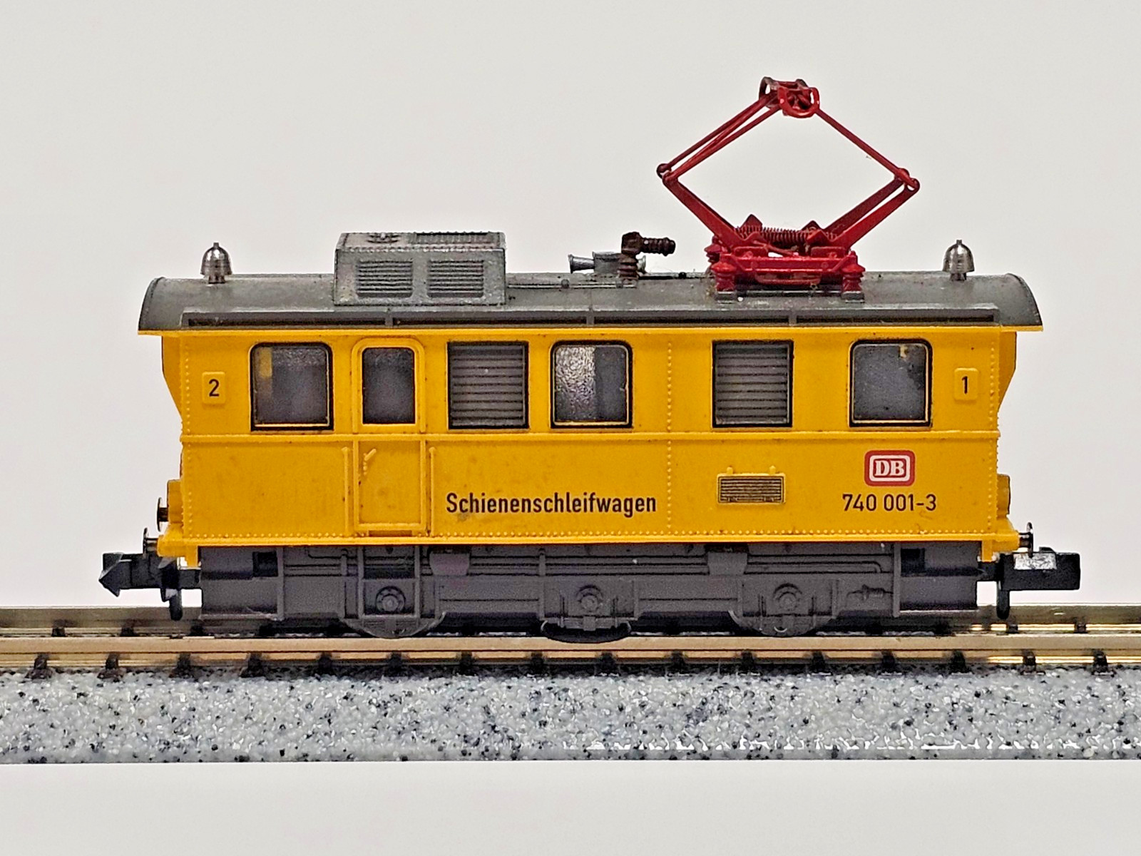 N SCALE FLEISCHMANN PICCOLO 7968 SCHIENENSCHLEIFWAGEN BR 740 001-0 DB RAIL GRIN