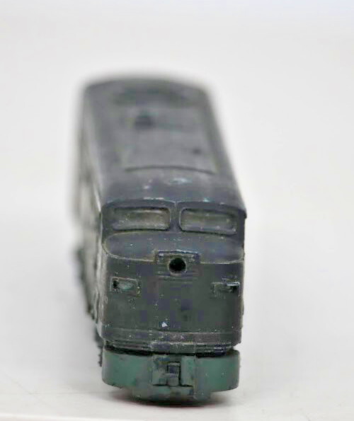 N Scale Diesel Locomotive, F7A Style, Custom Black Paint, White Chevron Decals