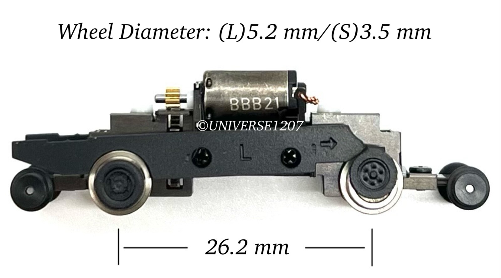 N/HOn30/HOe/009 Gauge Aru-Model NZ26.2S Power Drive Chassis 26.2mm/5.2mm NIB H0e