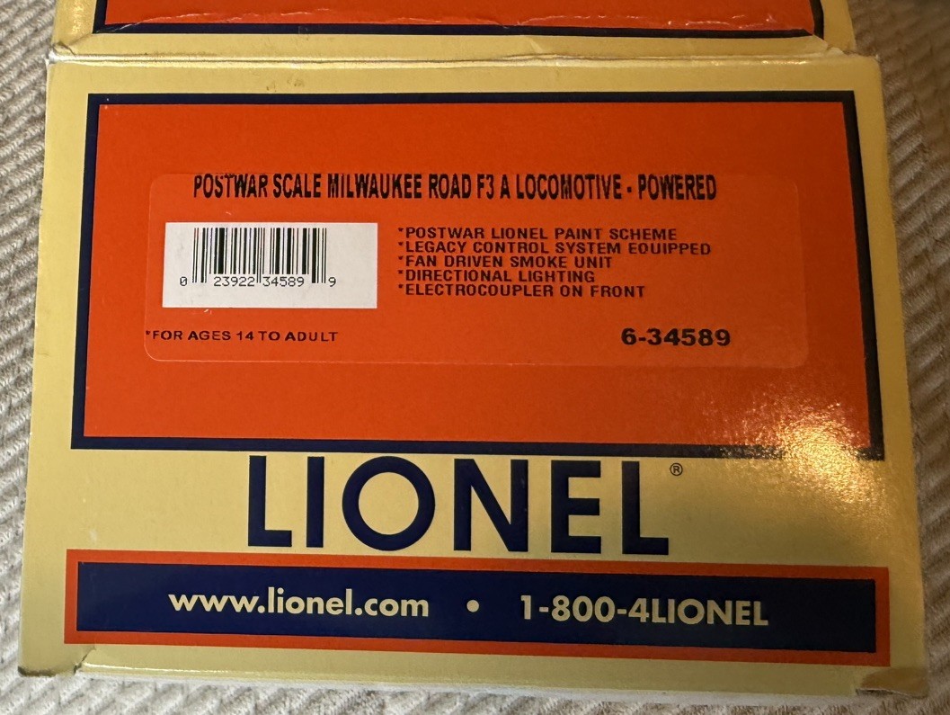 Lionel (6-34589) O Scale Postwar Milwaukee Road F-3 A Legacy Diesel #2377