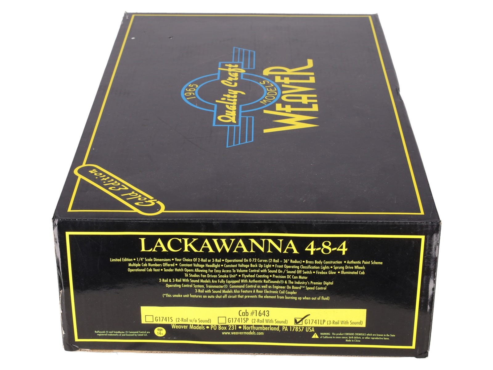 Weaver G1741LP O Brass Lackawanna 4-8-4 Steam Loco and Tender (3-Rail) #1643/Box