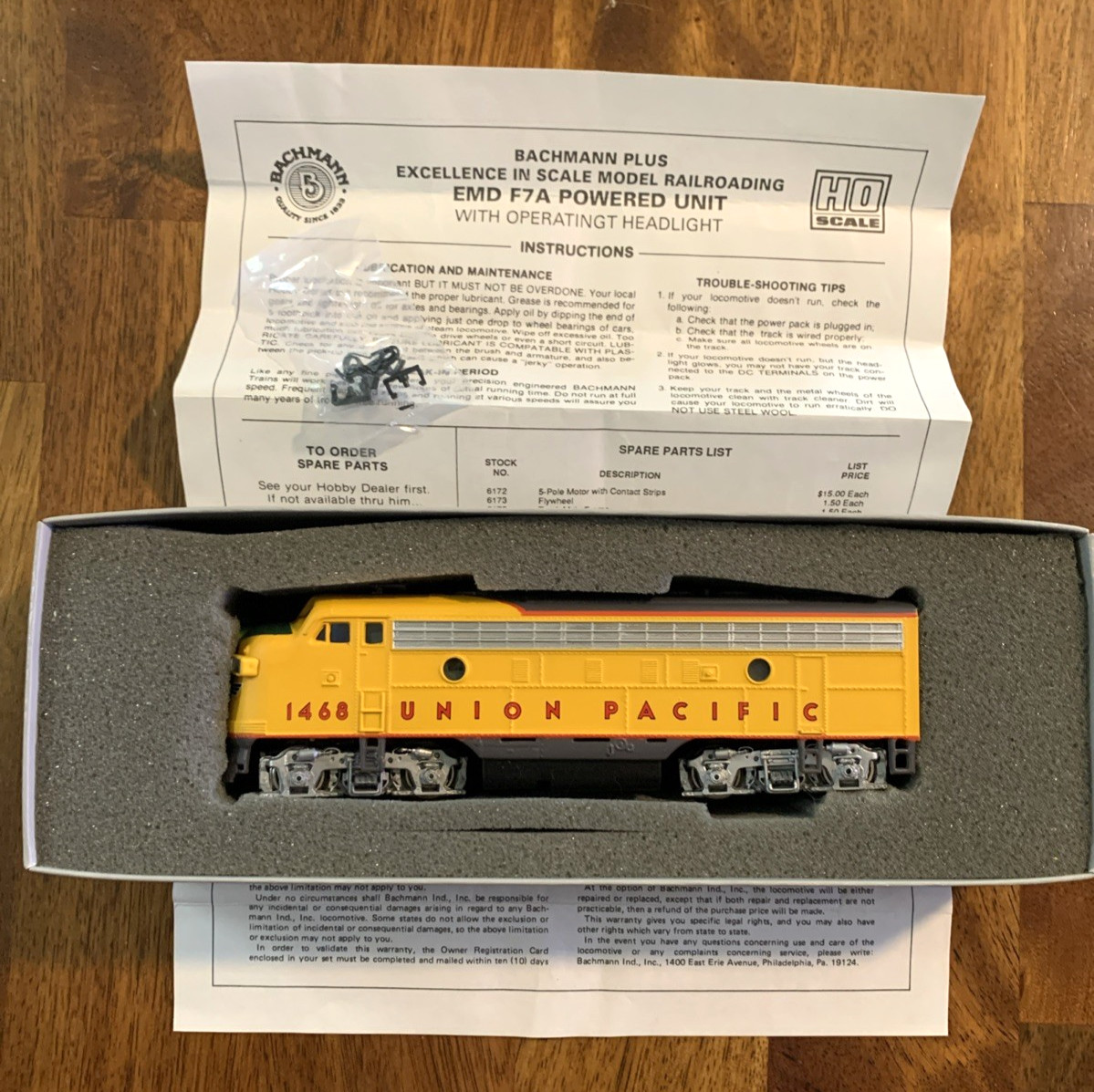 Bachman Plus EMD F7A Locomotive Union Pacific 1468 HO Scale Operating Headlight