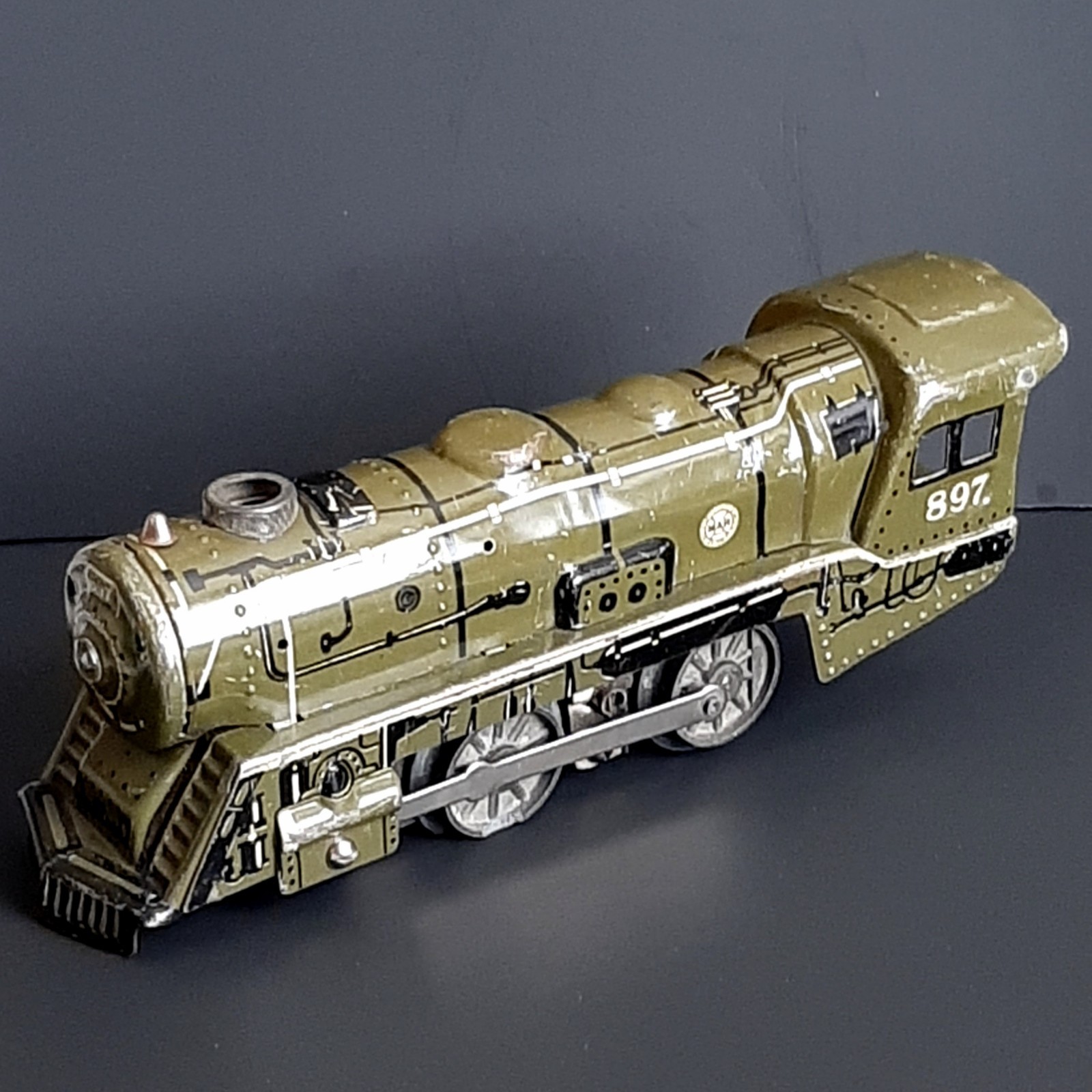 VTG 1930s Marx Tin Litho Steam Locomotive Electric Army Supply Train Engine #897