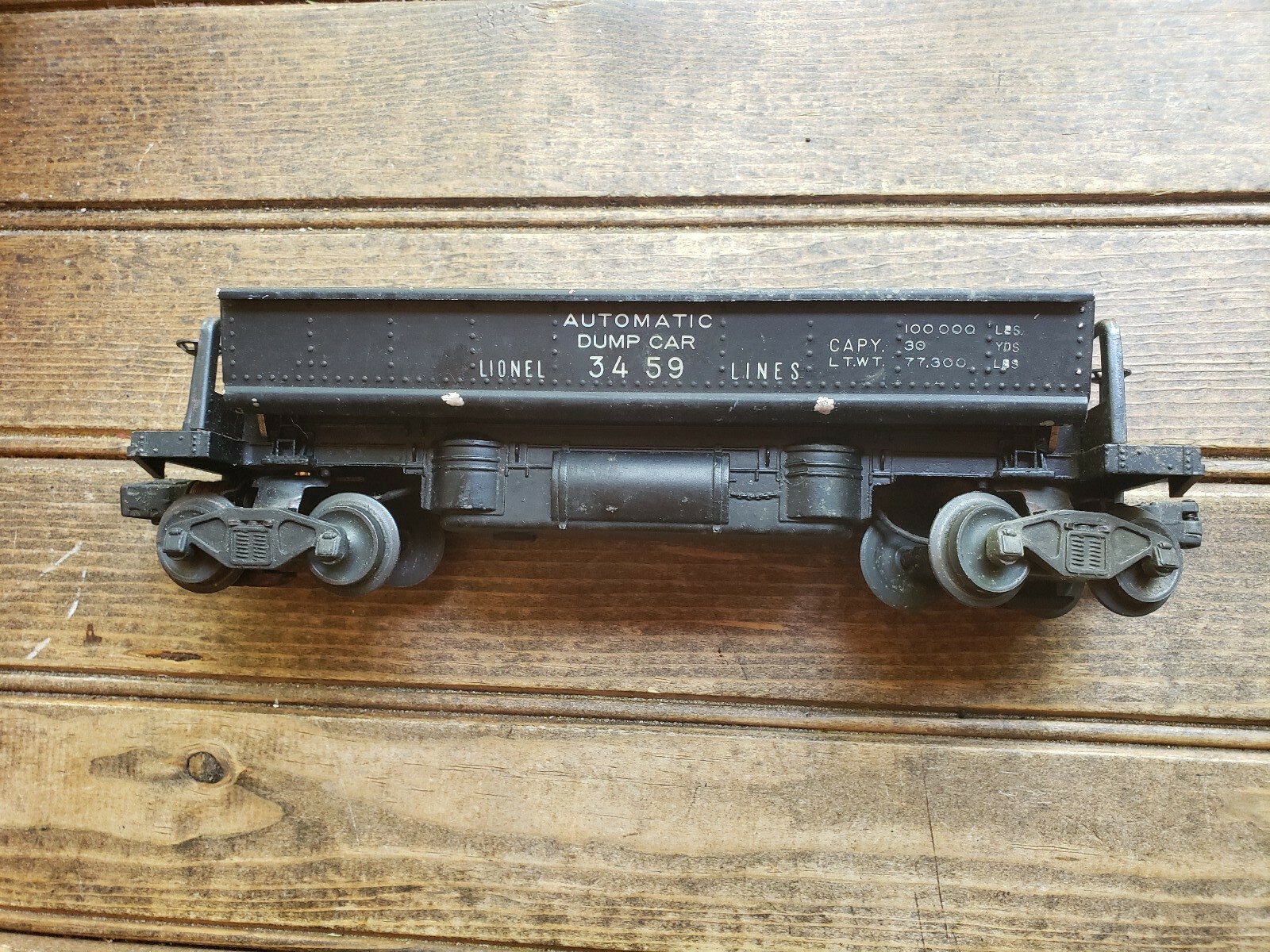Lionel 3459 Automatic Dump Car Tin Toy Train With (Box Rough Condition)