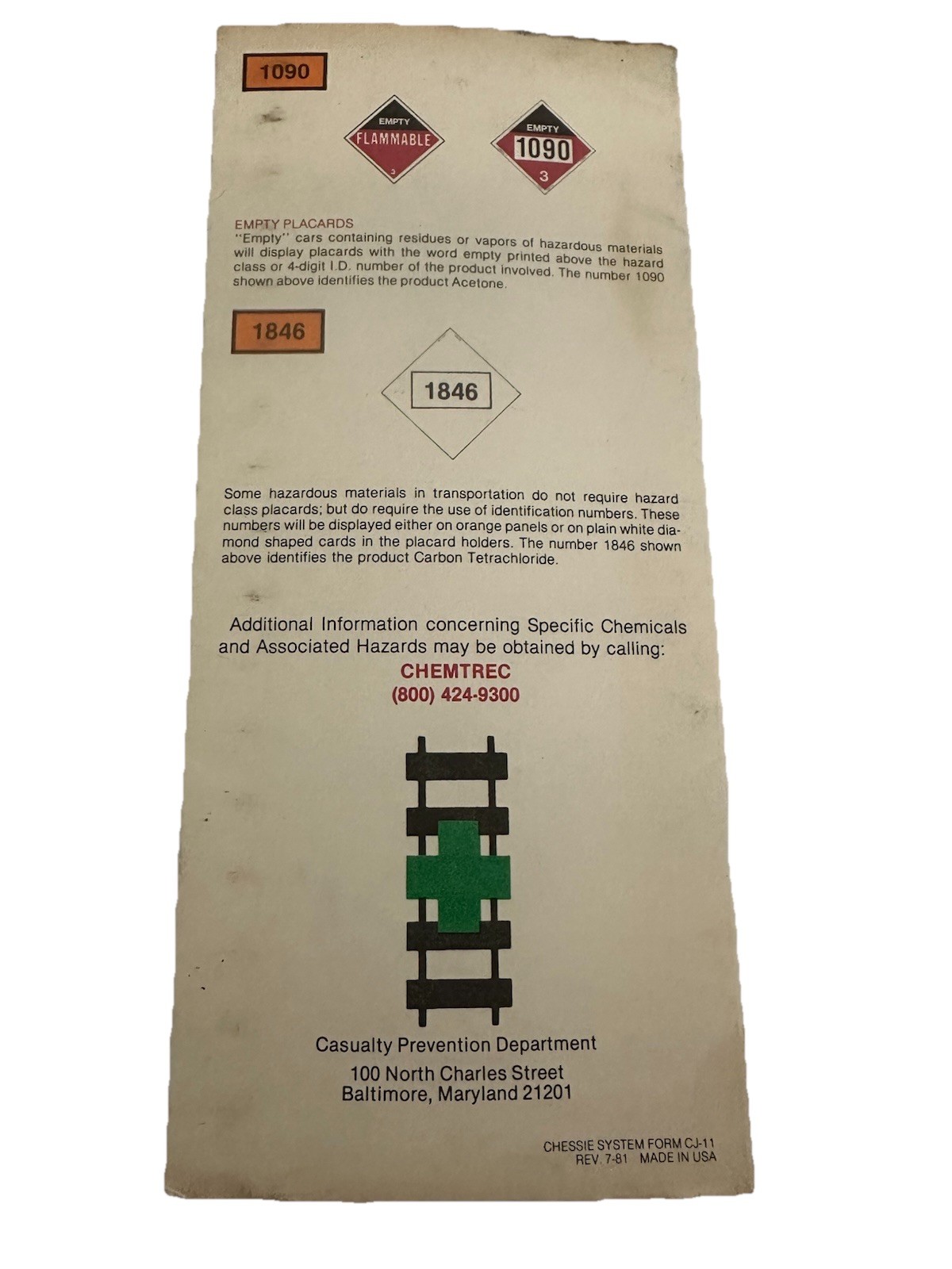 VTG Chessie Emergency Action Guide Ephemera For Rail Fans And Train Enthusiasts