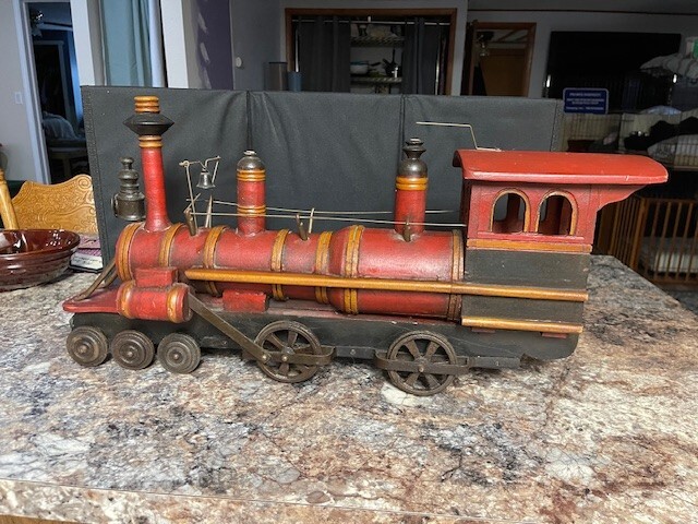 Vintage Wood & Cast Iron Train Leonardo Luna 26” Long 13” T Heavy