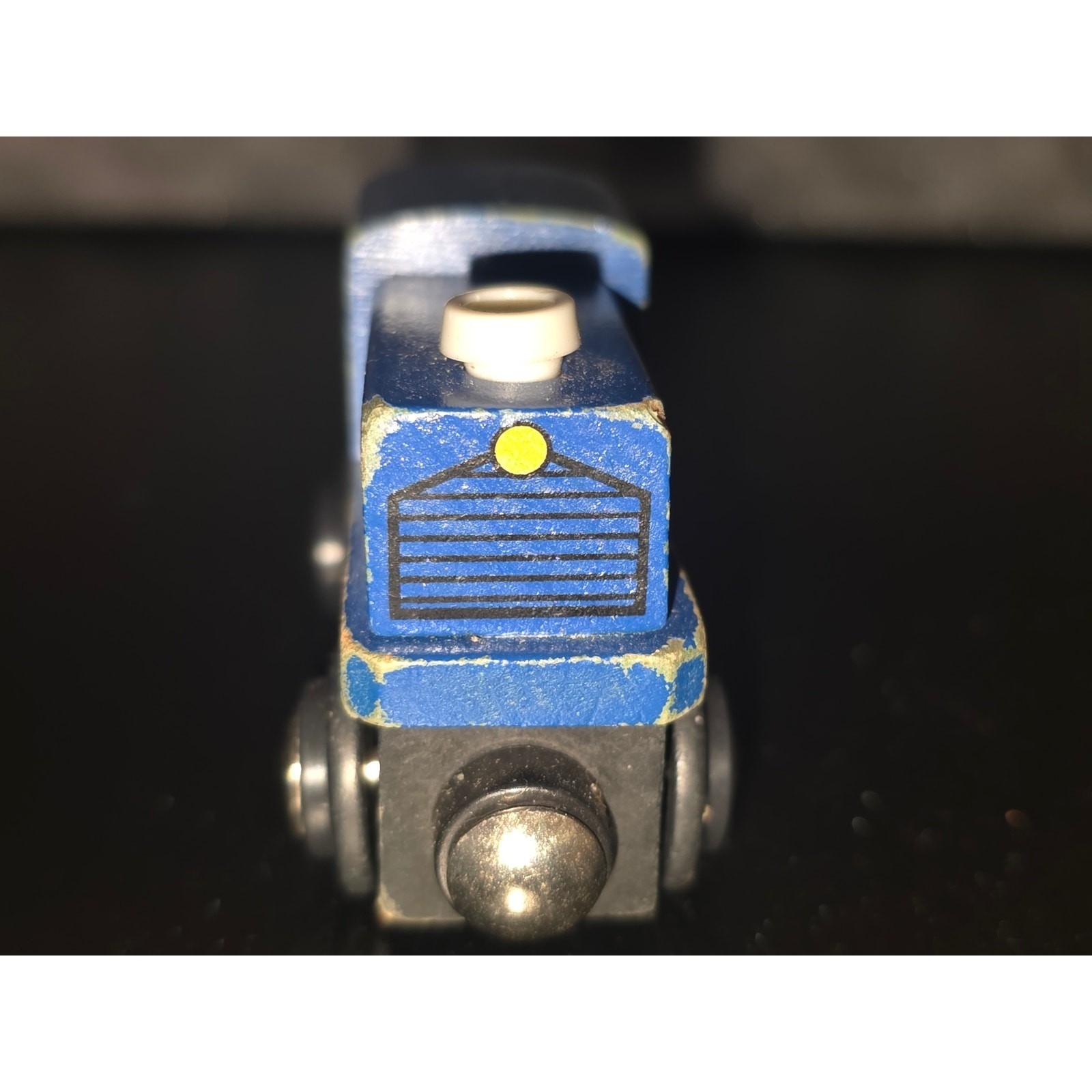 Blue Wooden Diesel Switcher Locomotive Magnetic Train Engine Toy