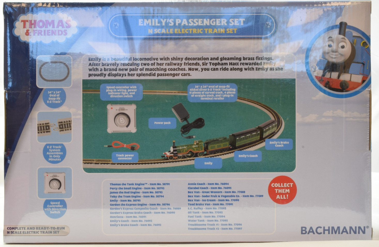 Bachmann Thomas & Friends Emily’s Passenger Set N Scale Electric Train Set 24031