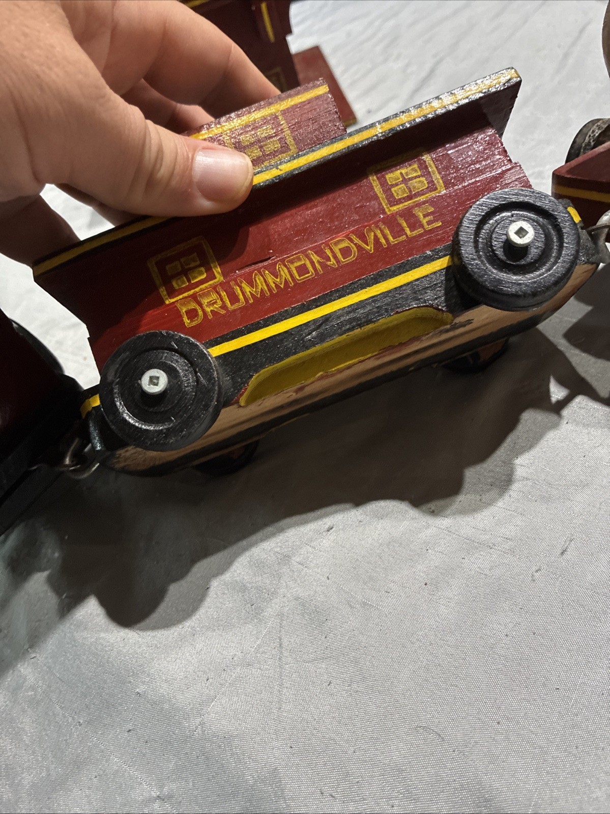 Quebec Canada Folk Art Wooden Train Set Handmade 1950s Drummondville CN/CP CRINO