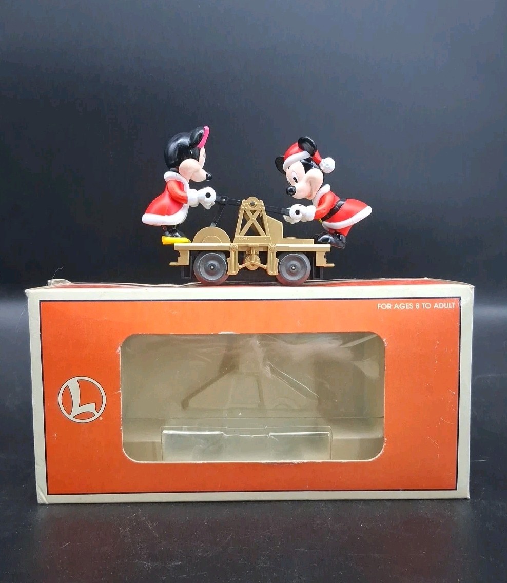 (B) Lionel 6-18433 Mickey Minnie Mouse Disney Christmas Handcar O Gauge