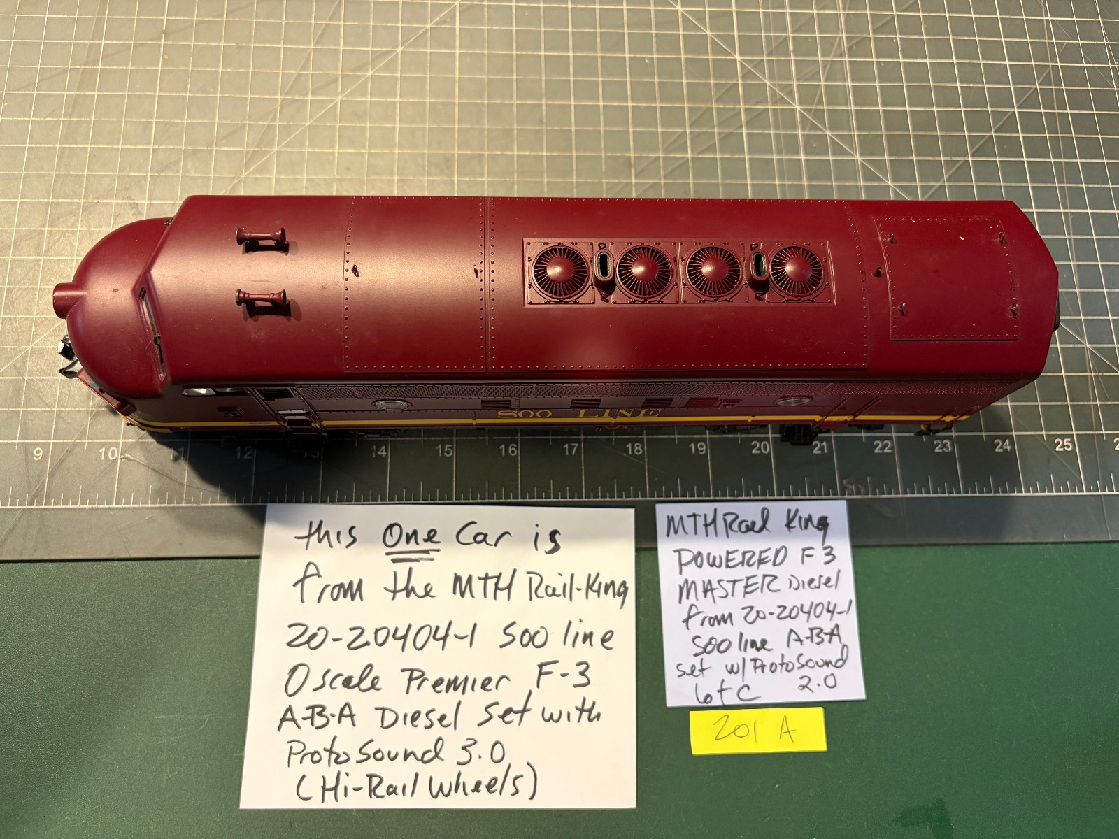 MTH O Train SOO F3 DIESEL 201A MASTER POWER LOCOMOTIVE from ABA 20-20404-1 Set C