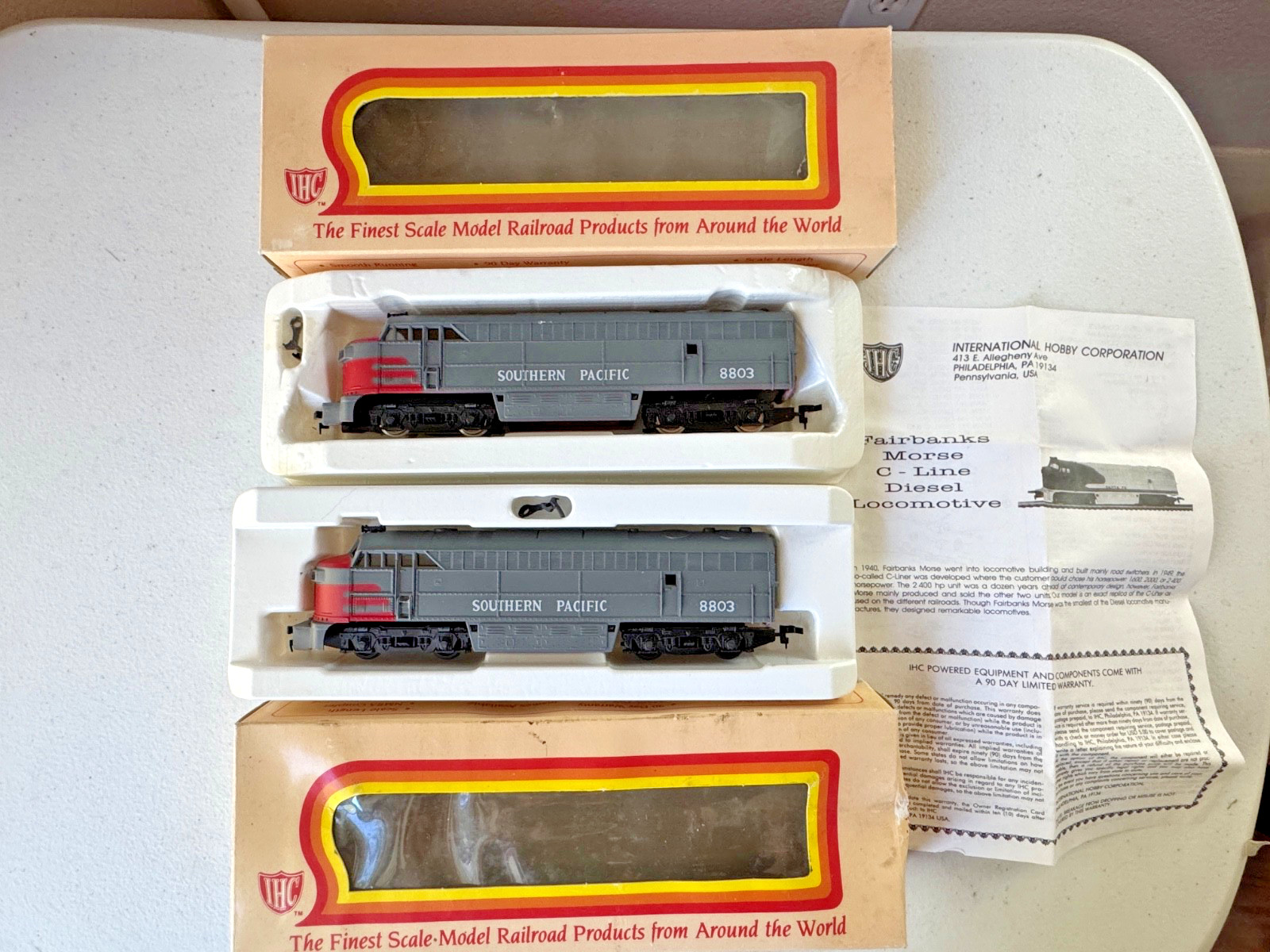 2 IHC #M378 & #578 HO FM C-Line Locomotive-Pwd & Dummy-Southern Pacific #8803-VG